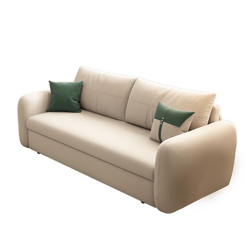 モダンフェイクレザースリーパーソファ布張りの正方形の腕ソファベッド