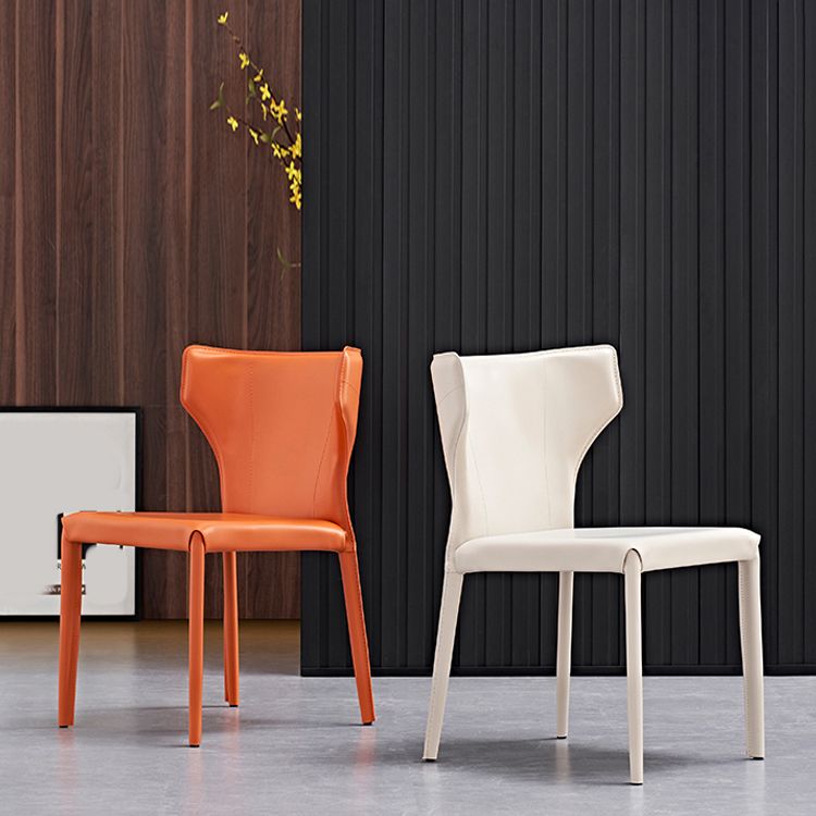 Nordic Style Side Chair Faux Leather Wingback Chair for Dining Room