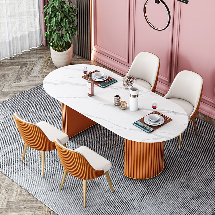 Contemporary Oval Dining Table Sintered Stone Dining Table with Double Pedestal for Dining Room Clearhalo ' dining_table' 'Dining Tables & Seating' 'Dining Tables' 'furn' 'furn_dining_table' 'Furniture' 'furniture_dining_table' 'Kitchen & Dining Furniture' 'kitchen&dining_furn' 'kitchen' 'kitchen_dining_table' 1200x1200_4cab7976-ad14-458e-91e3-d65b9a9b4211