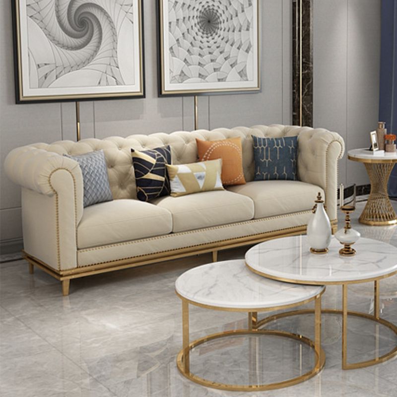 Divano armato arrotolato a 3 posti Chesterfield trapuntato 82,68 "W.