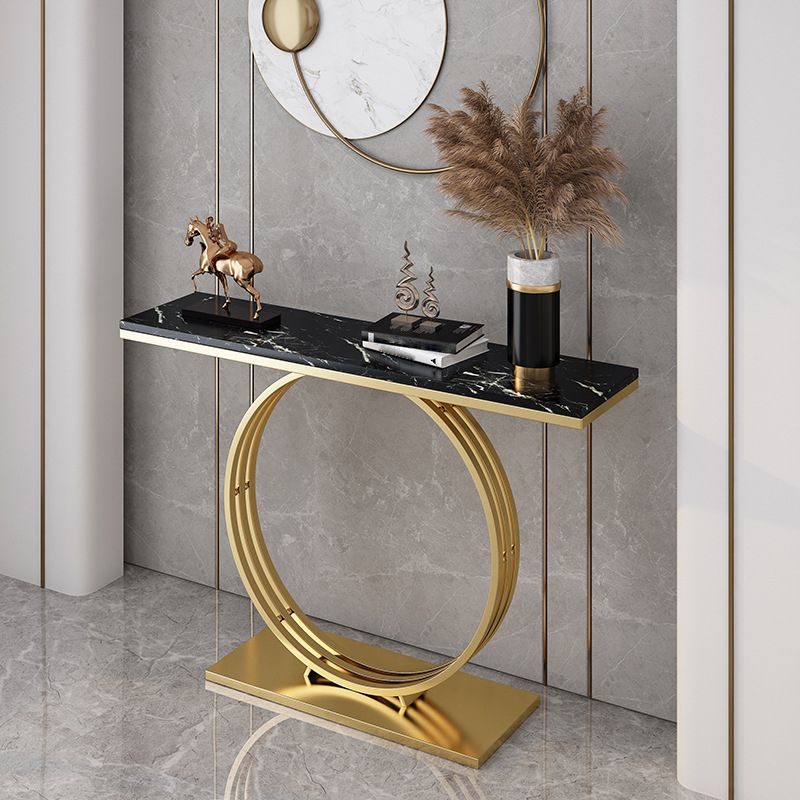 Glam Hall Pedestal Marble Rectangle Stain Resistant Console Sofa Table