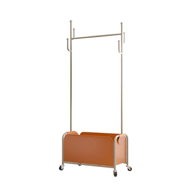 Glam Coat Hanger Metal Frame Free Standing PU Leather Basket Coat Rack with Shelves Clearhalo 'Entry & Mudroom Furniture' 'furn' 'furn_hall_tree_coat_racks' 'Furniture' 'Hall Trees & Coat Racks' 'hall_tree_coat_racks' 1200x1200_4cac9c20-a802-46a7-afde-883f5607cf1f