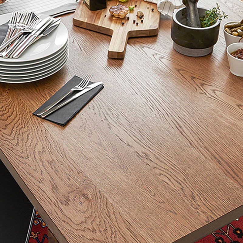 Natural Pine Wood Dining Table Contemporary Rectangle Sled Base Table