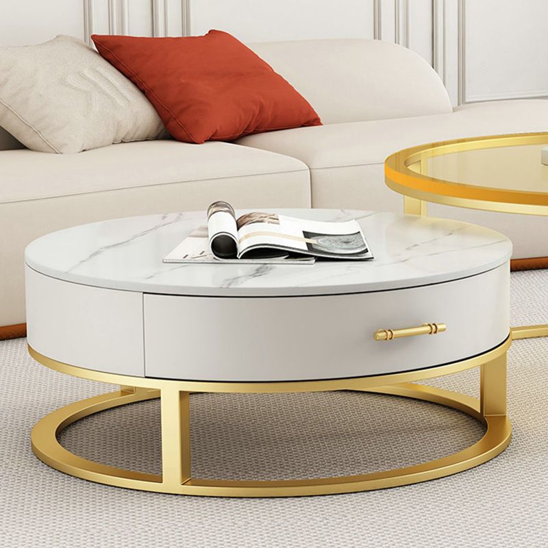 Gold Glass Top Coffee Table Set Frame Cocktail Table with Drawers Clearhalo 'Coffee & Accent Tables' 'Coffee Tables' 'coffee_tables' 'furn' 'furn_coffee_tables' 'Furniture' 'Living Room Furniture' 1200x1200_4cad2352-0e15-41c9-af4a-9f7a015e1e00
