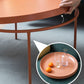 Table basse à plateau rond en acier moderne du milieu du siècle, table de cocktail à 4 pieds