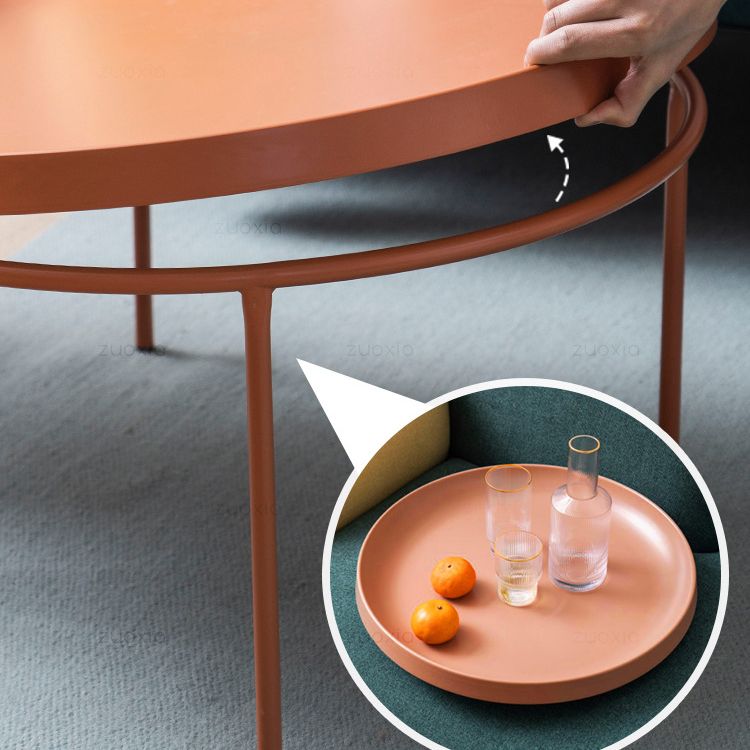 Table basse à plateau rond en acier moderne du milieu du siècle, table de cocktail à 4 pieds