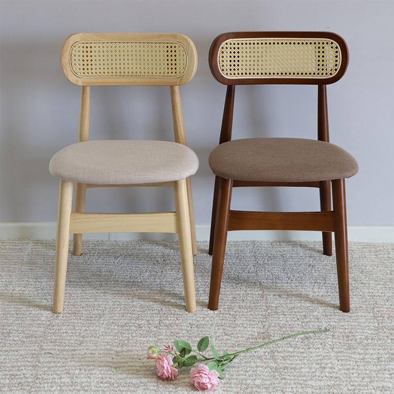 Upholstered Armless Dining Chairs Rattan Side Chairs with Wood Legs (Set of 2) Clearhalo ' kitchen&dining_furn' 'Dining Chairs' 'Dining Tables & Seating' 'dining_chair' 'furn' 'furn_dining_chair' 'Furniture' 'furniture_dining_chair' 'Kitchen & Dining Furniture' 'kitchen' 1200x1200_4cb12d4b-c001-4548-b123-d2e9e5787db1