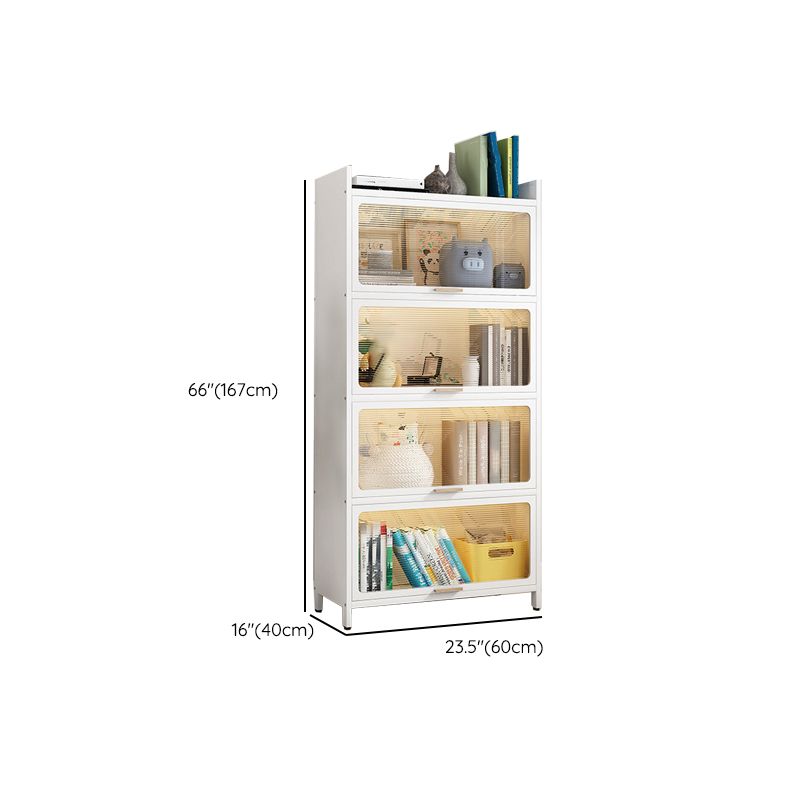 White Metal Closed Back Bookshelf Standard Contemporary Bookcase