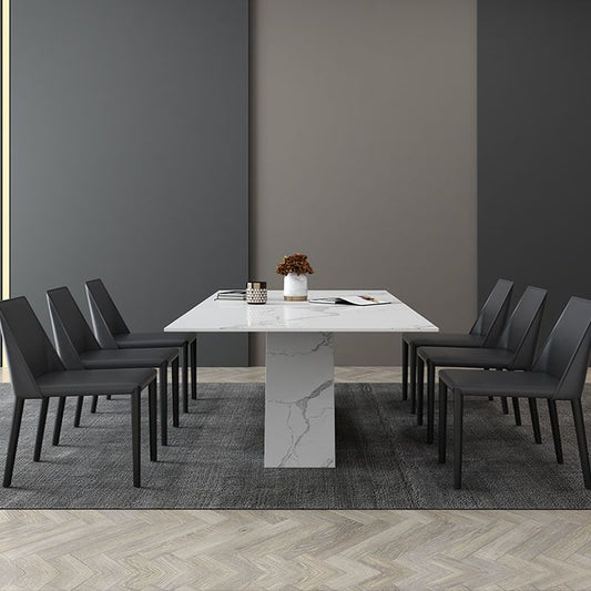 Nordic Sintered Stone Top Dining Set Rectangle 1/3/4/5/6/7 Pieces Dining Table with Chairs Clearhalo 'Dining Room Sets' 'Dining Tables & Seating' 'dining_room_set' 'furn' 'furn_dining_room_set' 'Furniture' 'furniture_dining_room_set' 'Kitchen & Dining Furniture' 1200x1200_4cb1a1aa-8193-4d04-bab5-0f0990373162