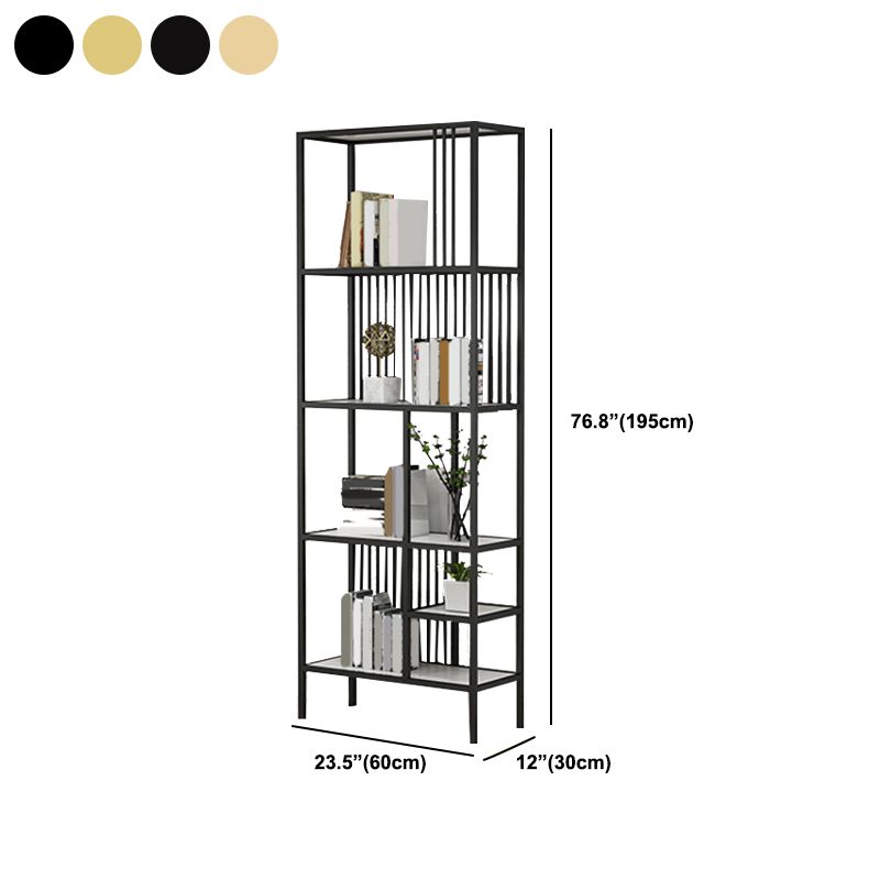Glam Metal and Wood Shelf Bookcase Etagere Open Home Book Shelf with 5 Shelves Clearhalo 'Bookcases' 'furn' 'furn_bookcases' 'Furniture' 'Office Furniture' 1200x1200_4cb3b028-9045-48f8-8a96-d8e9749a9f3e