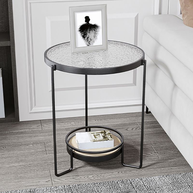 23.6" Tall Round Glass Top Side Table Iron Frame Base End Table with Shelf Clearhalo 'Coffee & Accent Tables' 'End & Side Tables' 'end_side_tables' 'furn' 'furn_end_side_tables' 'Furniture' 'Living Room Furniture' 1200x1200_4cb42b3f-41ba-41d7-b6af-a71d126d7e95