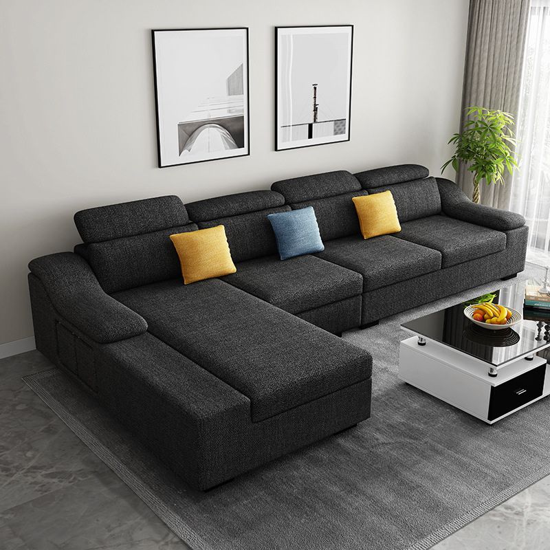Linen 4-Seater Sectional Sofa with Sloped Arms for Living Room Clearhalo 'furn' 'furn_sectionals' 'Furniture' 'Living Room Furniture' 'Sectionals' 1200x1200_4cb4b6c0-8be6-42d2-94b2-e8e8b1ae31d0