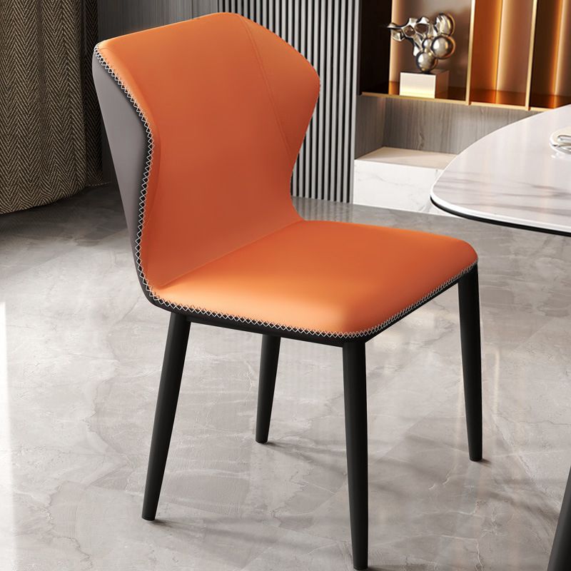 Contemporary Restaurant Wingback Side Chair Leather Dining Chairs with Black Legs Clearhalo ' kitchen&dining_furn' 'Dining Chairs' 'Dining Tables & Seating' 'dining_chair' 'furn' 'furn_dining_chair' 'Furniture' 'furniture_dining_chair' 'Kitchen & Dining Furniture' 'kitchen' 1200x1200_4cb51181-f603-4152-9408-5865471f9b1b