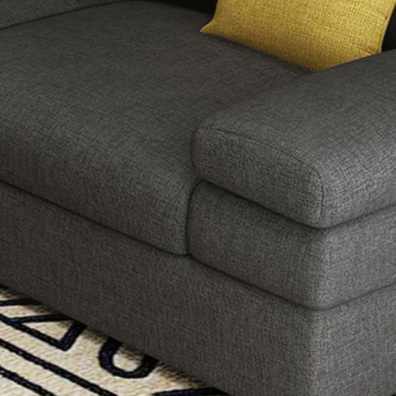 Modern Linen Blend Sectional with Pillow Top Arm for 4 People