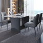Contemporary Rectangle Sintered Stone Top and Metal Base Dining Table with Chairs