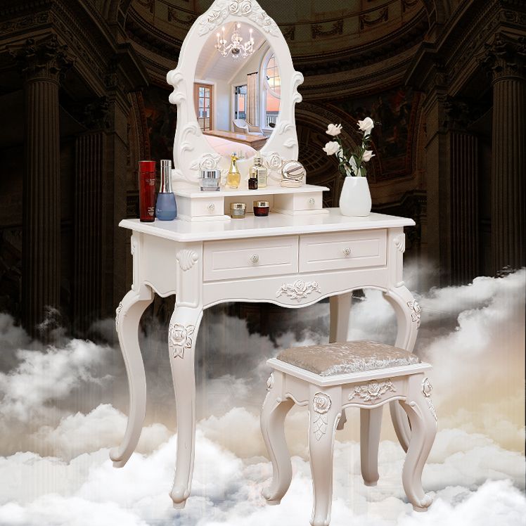 Victorian Bedroom With Drawer Mirror Solid Wood Makeup Vanity Set Clearhalo 'Bedroom Furniture' 'furn' 'furn_makeup_vanities' 'Furniture' 'Makeup Vanities' 'makeup_vanities' 1200x1200_4cb850c7-63fe-4c05-8ca2-0ff6a245f933