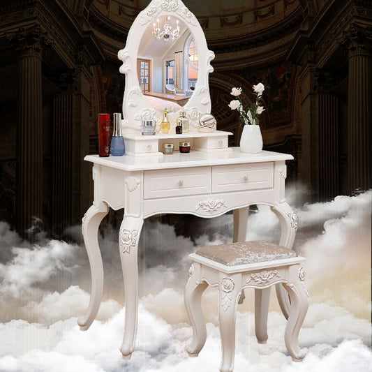 Victorian Bedroom With Drawer Mirror Solid Wood Makeup Vanity Set Clearhalo 'Bedroom Furniture' 'furn' 'furn_makeup_vanities' 'Furniture' 'Makeup Vanities' 'makeup_vanities' 1200x1200_4cb850c7-63fe-4c05-8ca2-0ff6a245f933