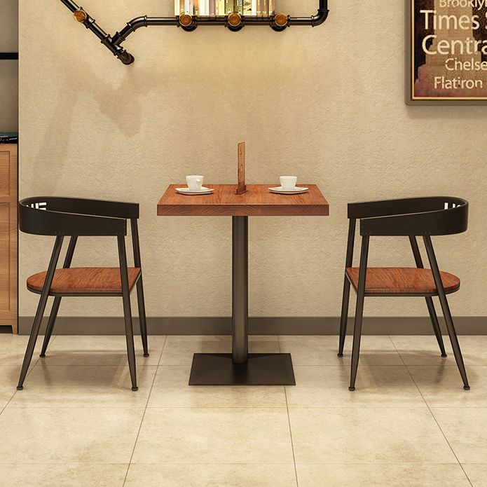 Industrial Style Solid Wood Dining Table Brown square Pedestal Table for Dinning Room Clearhalo ' dining_table' 'Dining Tables & Seating' 'Dining Tables' 'furn' 'furn_dining_table' 'Furniture' 'furniture_dining_table' 'Kitchen & Dining Furniture' 'kitchen&dining_furn' 'kitchen' 'kitchen_dining_table' 1200x1200_4cb85236-ef1b-4473-b14d-bfdc59ed99e5