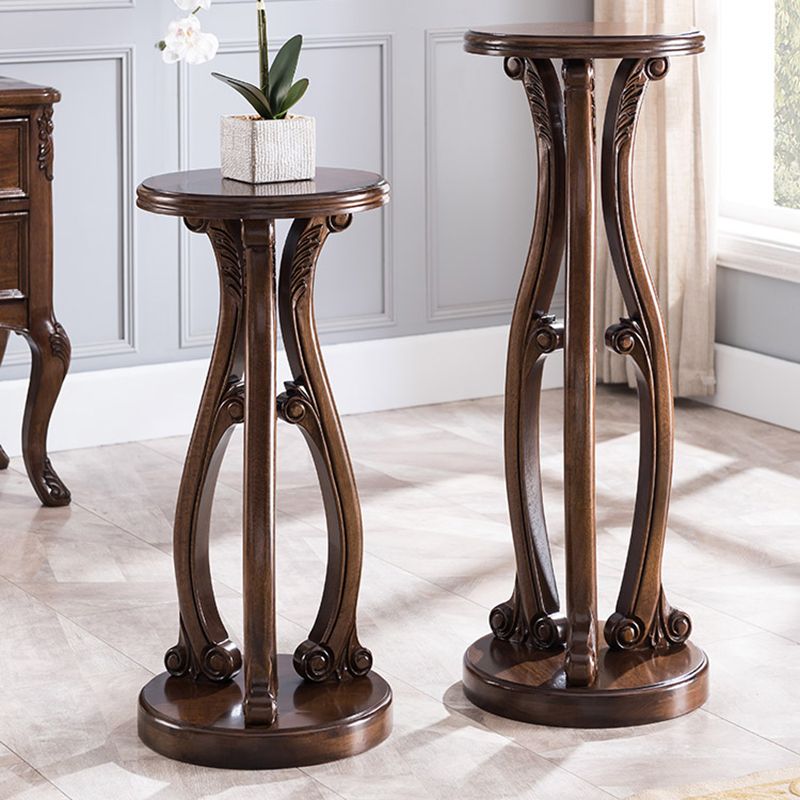 Pedestal End Table Brown Round Wood Side End Table - Distressed Surface Treatment Clearhalo 'Coffee & Accent Tables' 'End & Side Tables' 'end_side_table' 'end_side_tables' 'furn' 'furn_end_side_tables' 'Furniture' 'furniture_end_side_table' 'Living Room Furniture' 1200x1200_4cb8865a-4016-4439-8daf-670efcccf5ee