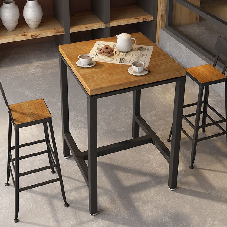 Industrial Indoor Bar Dining Table Square Metal and Wood Bar Table Clearhalo 'Bar Furniture' 'Bar Tables' 'bar_tables' 'furn' 'furn_bar_tables' 'Furniture' 'Kitchen & Dining Furniture' 1200x1200_4cbc5544-9423-4089-9cc5-99de99464651