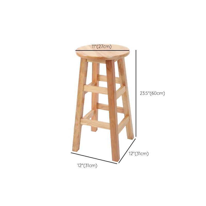 Tabouret de comptoir sans bras industriel en bois massif en bois massif arrière sans tabouret de bar avec 4 jambes