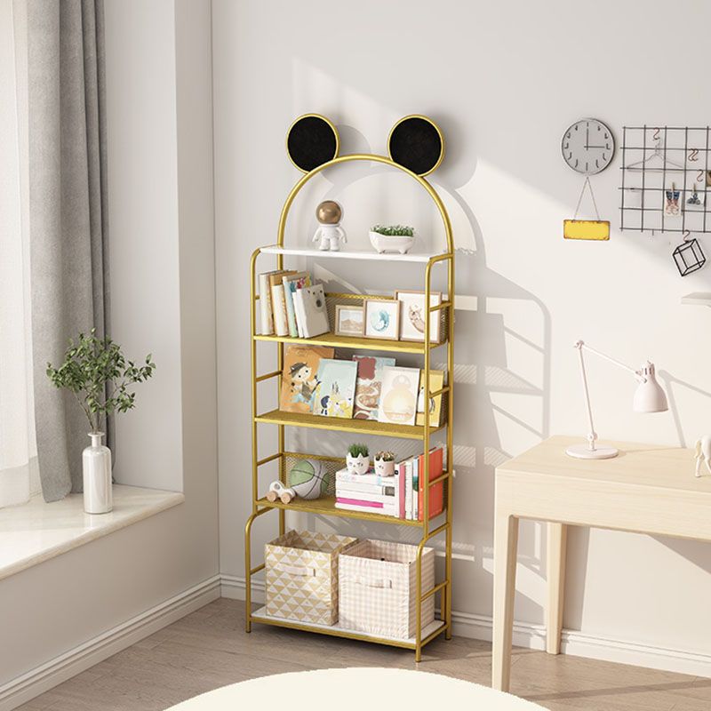 Modern Metal Bookshelf Etagere Vertical Open Shelf Bookcase in Burnish Clearhalo 'Bookcases' 'furn' 'furn_bookcases' 'Furniture' 'Office Furniture' 1200x1200_4cbe8a1f-deee-40fa-b963-a64b964c9fc6