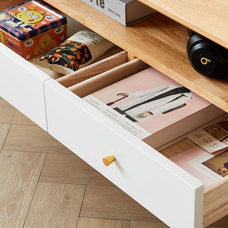 Mattes Finish Holz -TV -Medienstand mit offener Speicher für zeitgenössische Medienkonsole, Rubberwood