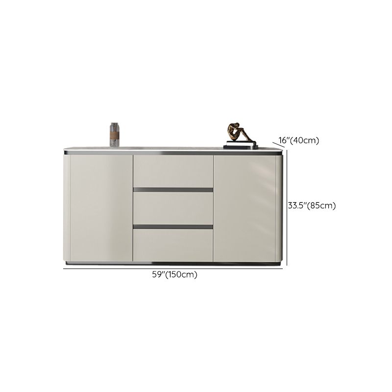 Buffet de style moderne buffet en bois d'ingénierie blanc avec 3 titres et 2 portes