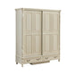 White Wood Freestanding Wardrobe Modern Wardrobe with Solid Wood Legs