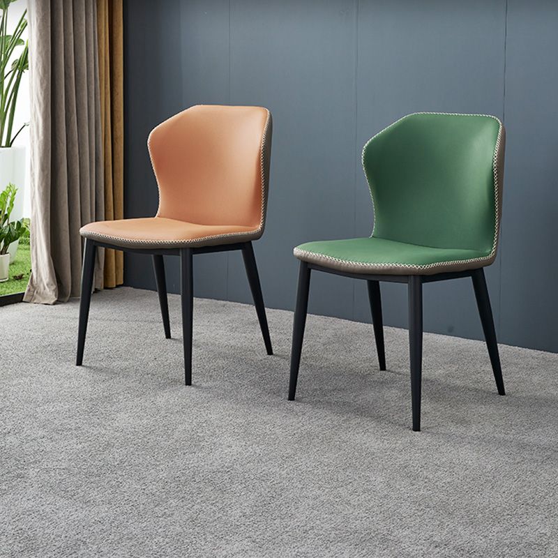 Silla de comedor contemporánea de metal acabado metálico silla lateral del ala