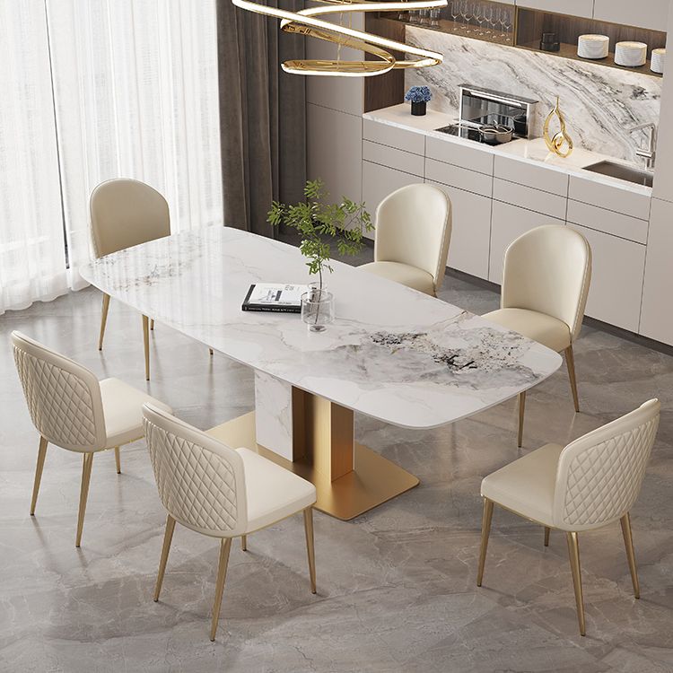 White and Gold Dining Collection Traditional Luxury Dining Pedestal Casual Table Clearhalo 'Dining Tables & Seating' 'Dining Tables' 'dining_table' 'furn' 'furn_dining_table' 'Furniture' 'Kitchen & Dining Furniture' 1200x1200_4cc5163d-5455-4883-9dd6-d974ceccd9b2