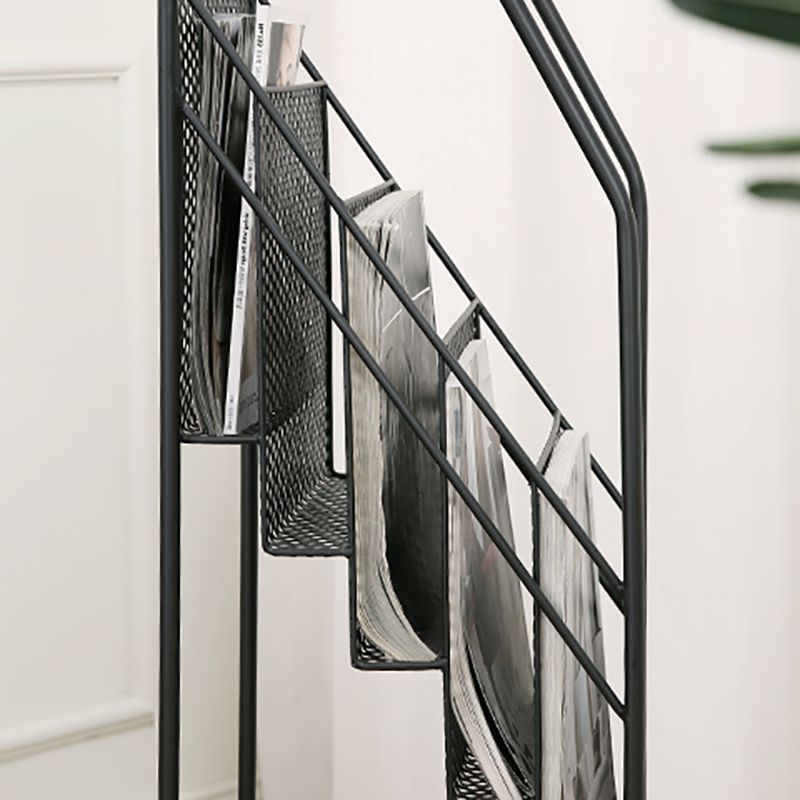 5 Tiers Shelf Bookcase 38" H x 12" W Metal Book Shelf Closed Back