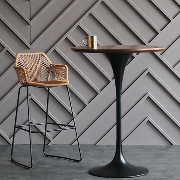 Industrial Metal Bar Table Round Top 41.3"H Pedestal Bistro Table for Cafe and Breakroom Clearhalo 'Bar Furniture' 'Bar Tables' 'bar_tables' 'Furniture' 'furniture_bar_tables' 'Kitchen & Dining Furniture' 'kitchen&dining_furn' 'kitchen' 1200x1200_4cc54a93-6992-4c17-9a25-7507327cb2d3