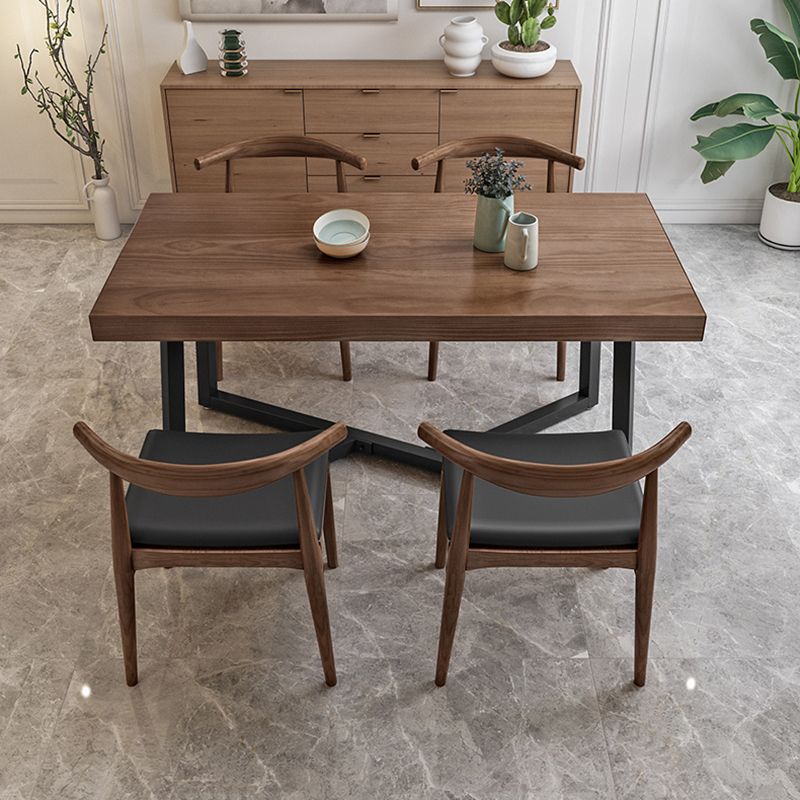 Industrial Solid Wood Dining Table Brown Rectangle Table with Metal Base for Dinning Room Clearhalo ' dining_table' 'Dining Tables & Seating' 'Dining Tables' 'furn' 'furn_dining_table' 'Furniture' 'furniture_dining_table' 'Kitchen & Dining Furniture' 'kitchen&dining_furn' 'kitchen' 'kitchen_dining_table' 1200x1200_4cc6d9f7-bf0f-4d70-8371-8414495a53ba