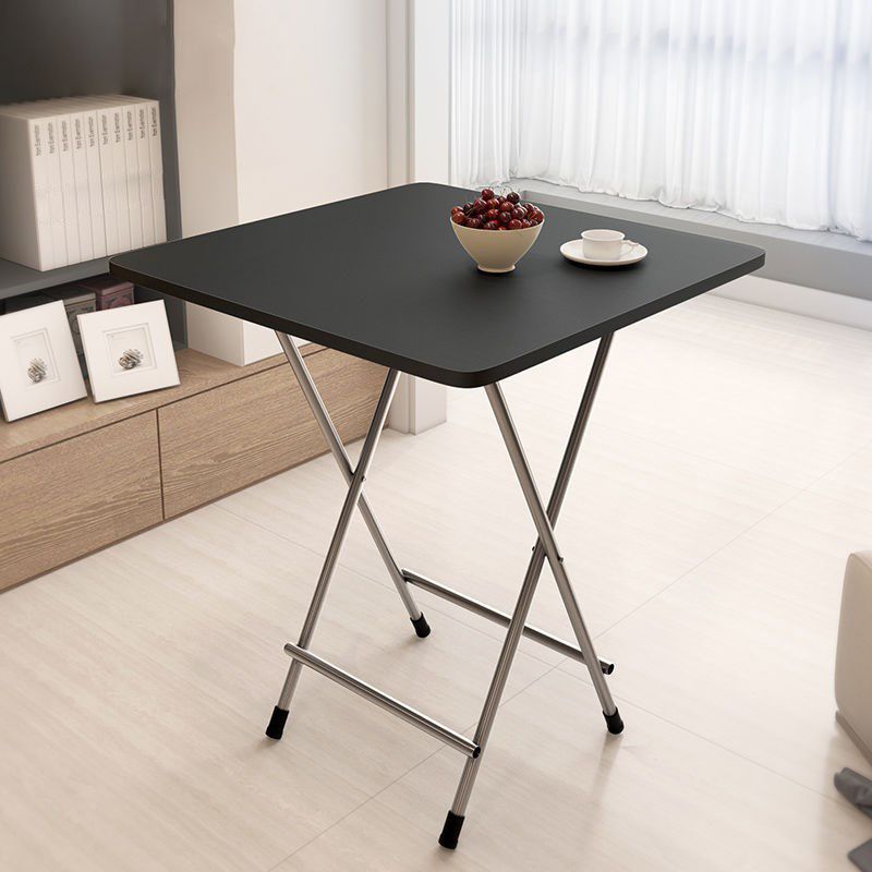 Metal and Wood Table 28.5"H Mid-Century Modern Style Foldable Square Dining Table