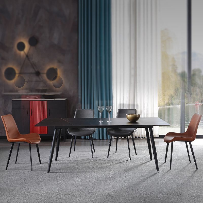 Designer Style Sintered Stone Dining Set Rectangle 1/2/5/7 Pieces Dining Area Table Set Clearhalo 'Dining Room Sets' 'Dining Tables & Seating' 'dining_room_set' 'furn' 'furn_dining_room_set' 'Furniture' 'Kitchen & Dining Furniture' 1200x1200_4cc8c092-de2f-4ee2-8fd7-708649a13092