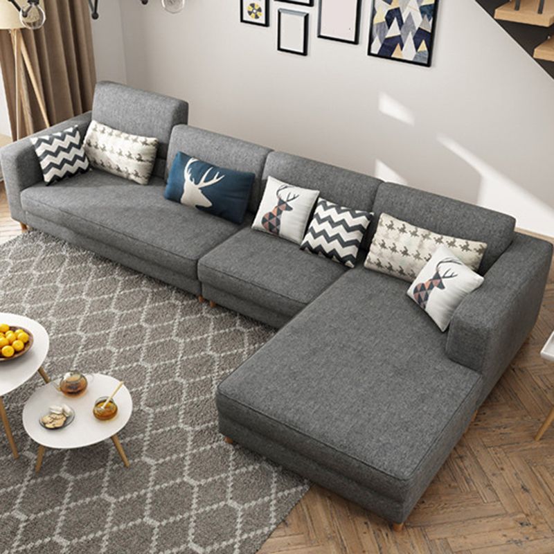 Contemporary 37.8 " H Grey Cotton Blend Square Arm Sofa & Chaise Clearhalo 'furn' 'furn_sectionals' 'Furniture' 'Living Room Furniture' 'Sectionals' 1200x1200_4cc992a3-35fc-4817-8aa5-eae41539b3ca