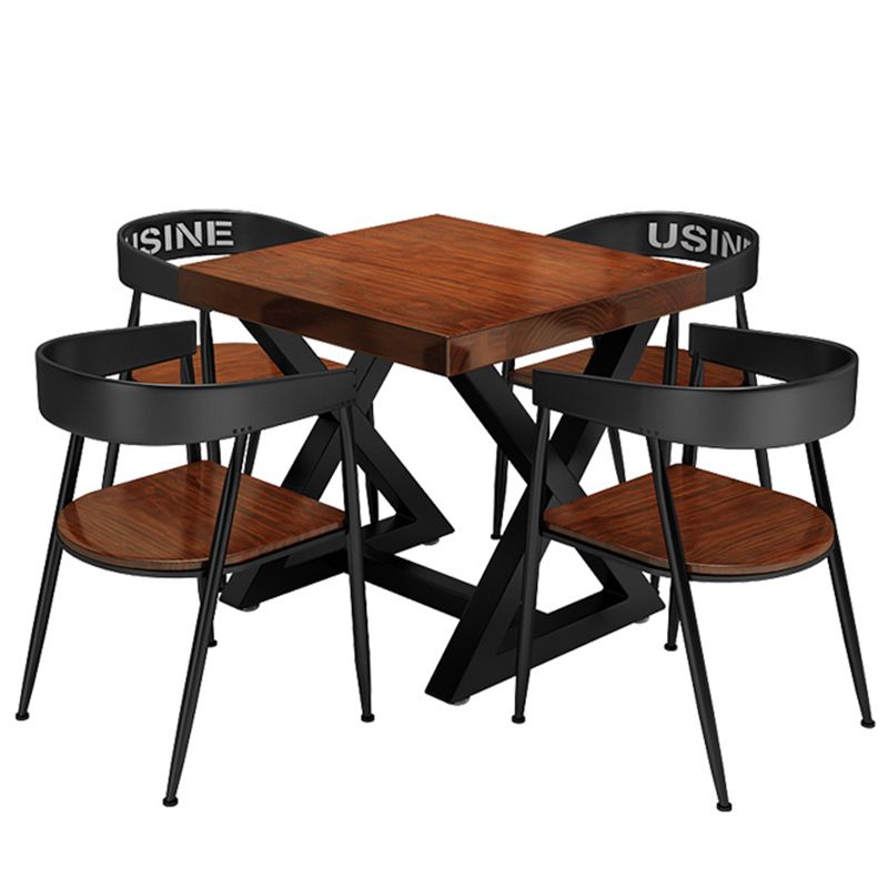 Industrial Solid Wood Dinner Room Kitchen Table Brown Square Trestle Table for Dining Room Clearhalo ' dining_table' 'Dining Tables & Seating' 'Dining Tables' 'furn' 'furn_dining_table' 'Furniture' 'furniture_dining_table' 'Kitchen & Dining Furniture' 'kitchen&dining_furn' 'kitchen' 'kitchen_dining_table' 1200x1200_4cccfe3e-9758-4989-a245-b6d6cb7b747a