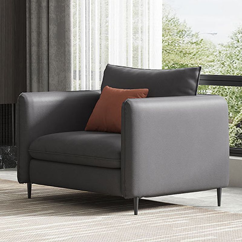 Grey Faux Leather Contemporary Square Arm Standard Sofa for Living Room, Apartment Clearhalo 'furn' 'furn_sofas' 'Furniture' 'furniture_sofas' 'Living Room Furniture' 'Sofa' 'sofas' 1200x1200_4ccf8f7b-4cb2-4a54-acfc-3ae9fab1f102