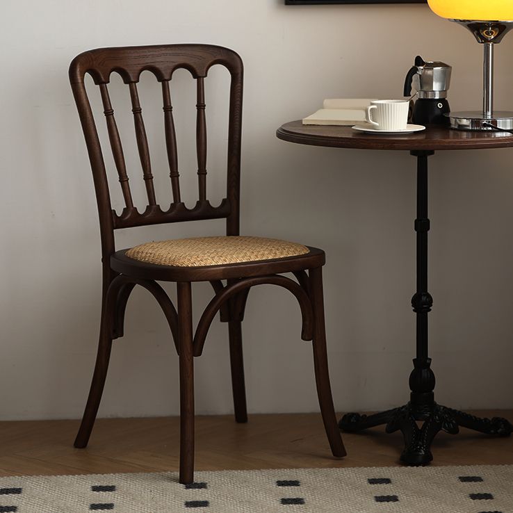 Moderne stijl eetkamerstoel massief houten lat achterzijde stoel voor eetkamer