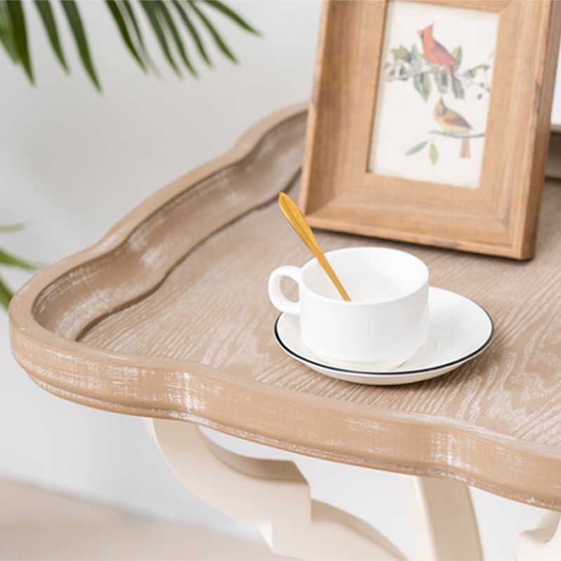 Table de bout rustique salon métal 4 jambes table d'appoint en bois massif