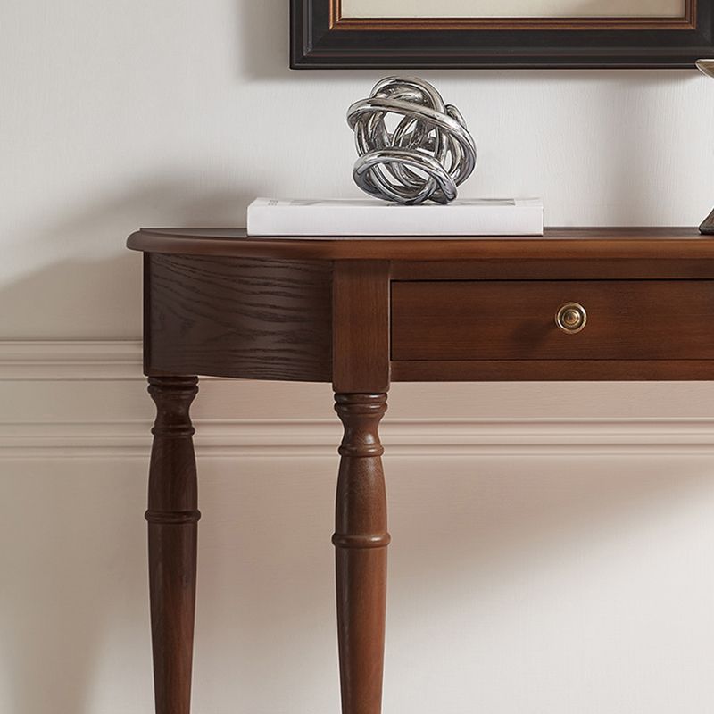 Mident secolo moderno a 4 gambe console a mezza luna in legno in marrone