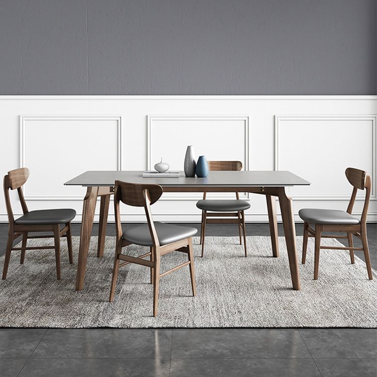 Contemporary Gray Sintered Stone Dining Table Rectangle Shape Standard Dining Table for Kitchen Clearhalo ' dining_table' 'Dining Tables & Seating' 'Dining Tables' 'furn' 'furn_dining_table' 'Furniture' 'furniture_dining_table' 'Kitchen & Dining Furniture' 'kitchen&dining_furn' 'kitchen' 'kitchen_dining_table' 1200x1200_4cda6c0f-d652-45fb-b44e-3a7cb2f17d1e