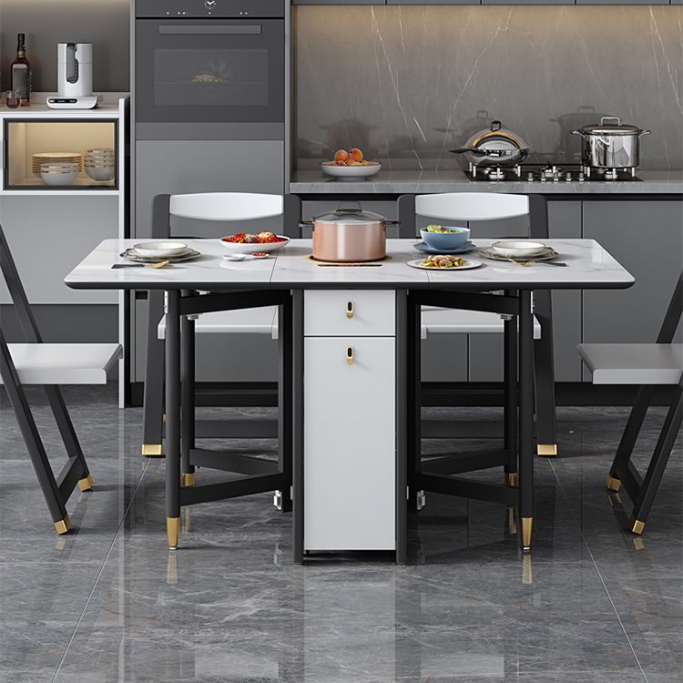 Solid Wood Contemporary Rectangular Table Glass Top Table with Drop Leaf Clearhalo 'Dining Tables & Seating' 'Dining Tables' 'dining_table' 'furn' 'furn_dining_table' 'Furniture' 'furniture_dining_table' 'Kitchen & Dining Furniture' 'kitchen' 'kitchen_dining_table' 1200x1200_4cddd19a-a78e-46c5-9fd4-fb431b800521