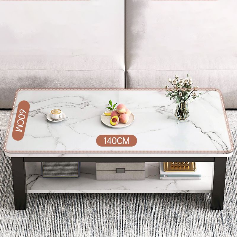 Table de cocktail rectangulaire à 4 pieds, table basse simple contemporaine avec étagère