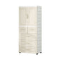 Beige and White Wardrobe Armoire Contemporary Style Plastic Wardrobe Cabinet