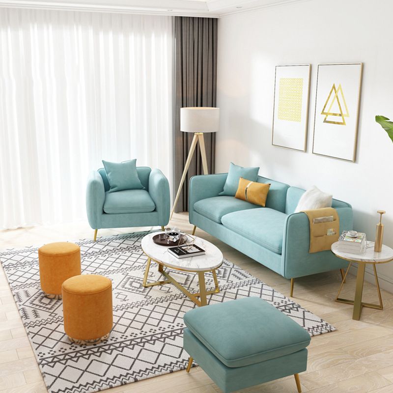 Velvet Modern Style Sofa 2/3-seat Tuxedo Arm Sofa with 2 Pillows