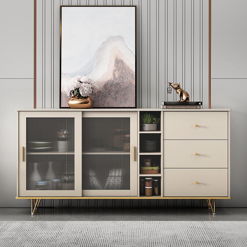 Glass and Sliding Doors Sideboard Modern MDF Kitchen 2-door Breakfront Sideboard Clearhalo 'buffet_sideboard' 'Buffets & Sideboards' 'furn' 'furn_buffet_sideboard' 'Furniture' 'furniture_buffet_sideboard' 'Kitchen & Dining Furniture' 1200x1200_4ce35ccf-37d6-4bb8-9020-86d11a932865