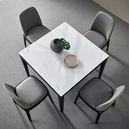 4 Beine Esstisch Industriestein Esstisch mit schwarzem Rahmen