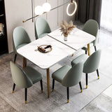 Scandinavian Style Sintered Stone Rectangle Dining Set with 4 Gold Legs Base Clearhalo 'Dining Room Sets' 'Dining Tables & Seating' 'dining_room_set' 'furn' 'furn_dining_room_set' 'Furniture' 'furniture_dining_room_set' 'Kitchen & Dining Furniture' 'kitchen&dining_furn' 'kitchen' 1200x1200_4ce619c0-f52a-4355-bcd3-b0965edccdb9